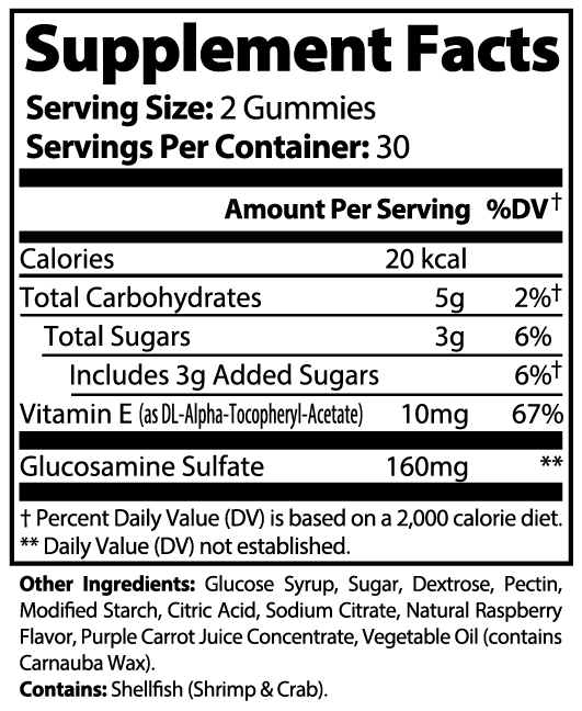 Joint Support Gummies Raspberry Flavor
