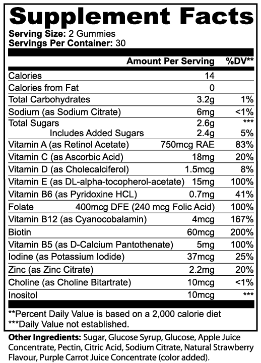 Multivitamin Gummies Strawberry Flavor